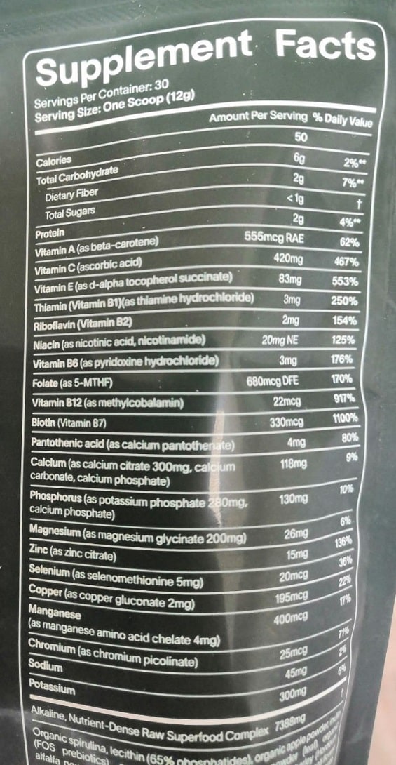 ag1 nutrition facts