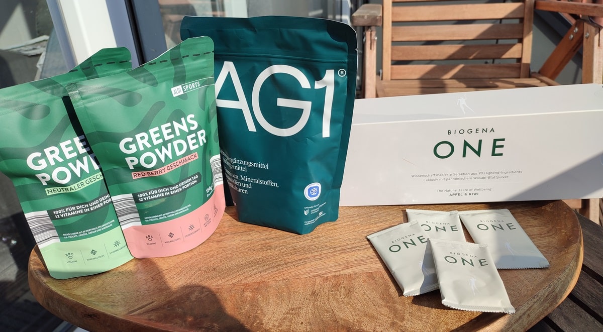 Aldi greens powder vs AG1 vs Biogena One. Alle Produkte in der Übersicht