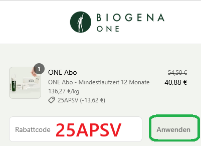 biogena one Aktion